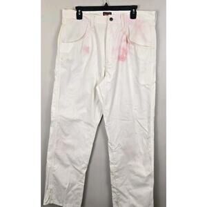 Thrashed White Painter Pant Jeans 36x32 Washed Red Dye Distressed Grunge Punk
